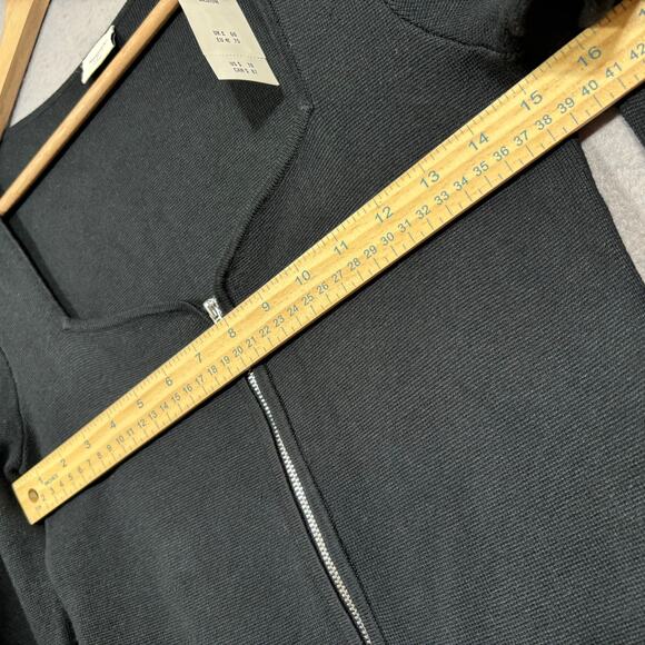 Abercrombie Black Knit Sweater Top Zip Front Edgy Dark Minimalist Soft Stretch - Picture 6 of 6